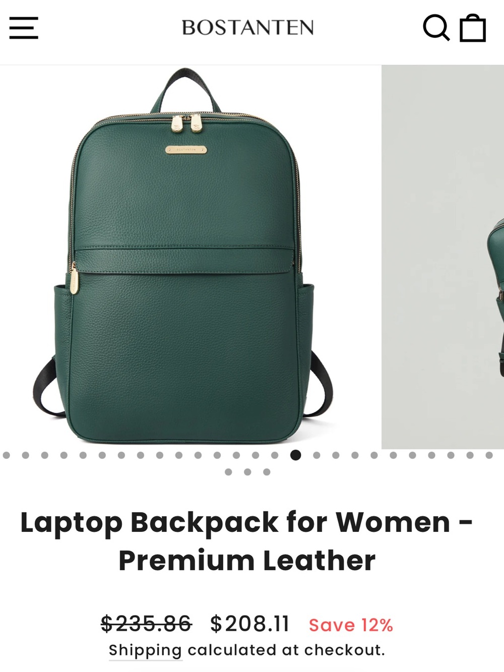 Green Leather Laptop Backpack for Women